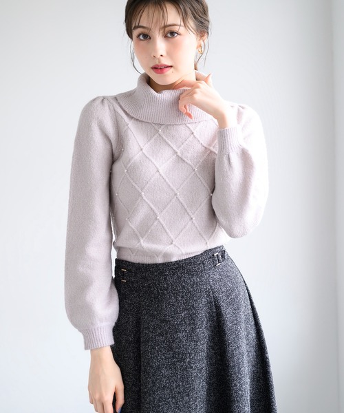 MISCH MASCH(ミッシュマッシュ)の「ラメフラッフィーダイヤ柄オフタートルニット/MM448323(ニット/セーター・レディース・ピンク/ブルー/ベージュ・フリ-)」の19枚目の写真