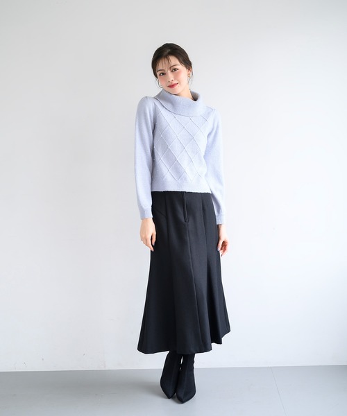 MISCH MASCH(ミッシュマッシュ)の「ラメフラッフィーダイヤ柄オフタートルニット/MM448323(ニット/セーター・レディース・ピンク/ブルー/ベージュ・フリ-)」の4枚目の写真