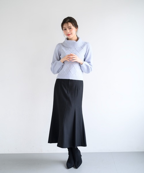 MISCH MASCH(ミッシュマッシュ)の「ラメフラッフィーダイヤ柄オフタートルニット/MM448323(ニット/セーター・レディース・ピンク/ブルー/ベージュ・フリ-)」の7枚目の写真