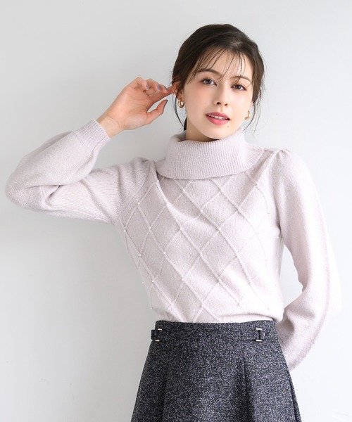 MISCH MASCH(ミッシュマッシュ)の「ラメフラッフィーダイヤ柄オフタートルニット/MM448323(ニット/セーター・レディース・ピンク/ブルー/ベージュ・フリ-)」の14枚目の写真