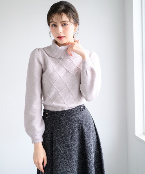 MISCH MASCH(ミッシュマッシュ)の「ラメフラッフィーダイヤ柄オフタートルニット/MM448323(ニット/セーター・レディース・ピンク/ブルー/ベージュ・フリ-)」の18枚目の写真