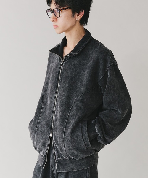 Adoon plain（アドーンプレーン）の「【セットアップ対応】STAND NECK DOUBLE ZIP SWEAT / スタンドネックダブルジップスウェット（スウェット・メンズ・ブラック/杢グレー・MEDIUM/LARGE）」の7枚目の写真