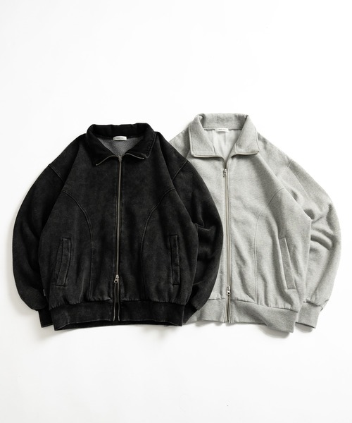 スウェット、タフタブルゾン セール】【セットアップ対応】STAND NECK DOUBLE ZIP SWEAT