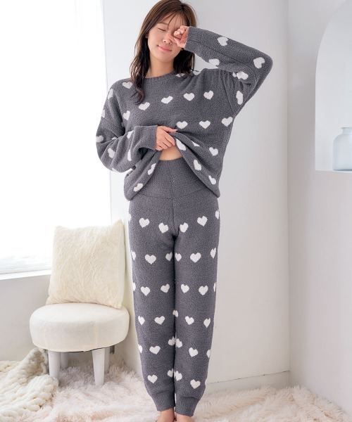 セール】【腹巻きルームウェアでかわいく温活】ハート柄 ニット 腹巻