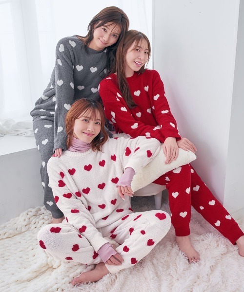 セール】【腹巻きルームウェアでかわいく温活】ハート柄 ニット 腹巻