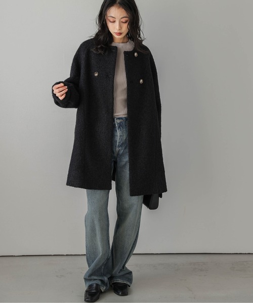 セール】Aラインノーカラーコート（ノーカラーコート）｜La-gemme