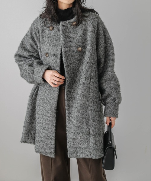 セール】Aラインノーカラーコート（ノーカラーコート）｜La-gemme