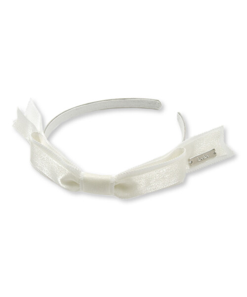 BeBe（ベベ）の「【日本製】サテンオーガンジーリボンカチューシャ（カチューシャ・キッズ・ネイビー/ホワイト・FREE）」の9枚目の写真