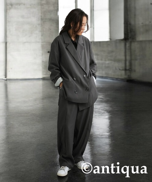 antiqua(アンティカ)の「アシンメトリーダブルジャケット(テーラードジャケット・レディース・ブラック/グレー・ONESIZE)」の11枚目の写真