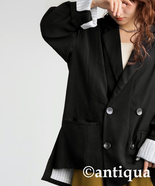 アシンメトリーダブルジャケット（テーラードジャケット）｜antiqua