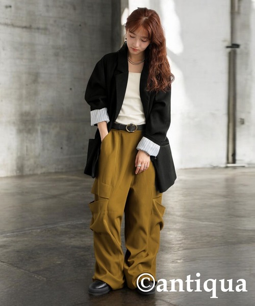antiqua(アンティカ)の「アシンメトリーダブルジャケット(テーラードジャケット・レディース・ブラック/グレー・ONESIZE)」の14枚目の写真