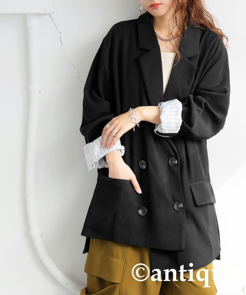 antiqua(アンティカ)の「アシンメトリーダブルジャケット(テーラードジャケット・レディース・ブラック/グレー・ONESIZE)」の15枚目の写真
