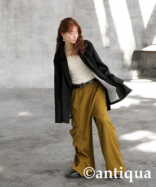 antiqua(アンティカ)の「アシンメトリーダブルジャケット(テーラードジャケット・レディース・ブラック/グレー・ONESIZE)」の18枚目の写真