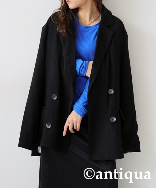 antiqua(アンティカ)の「アシンメトリーダブルジャケット(テーラードジャケット・レディース・ブラック/グレー・ONESIZE)」の21枚目の写真