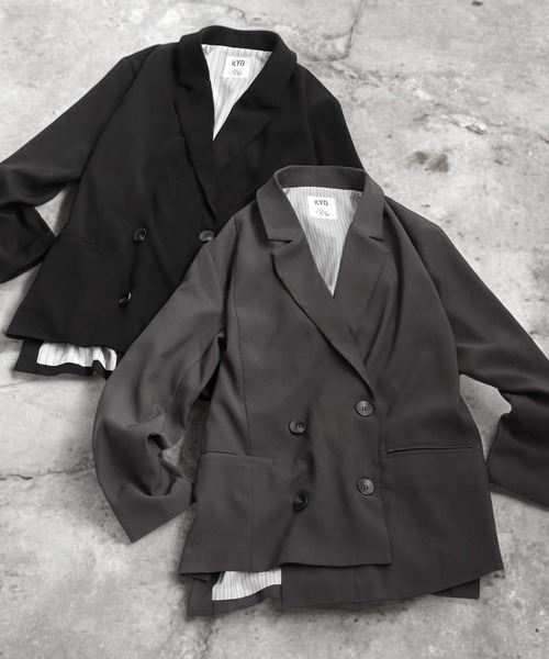 アシンメトリーダブルジャケット（テーラードジャケット）｜antiqua