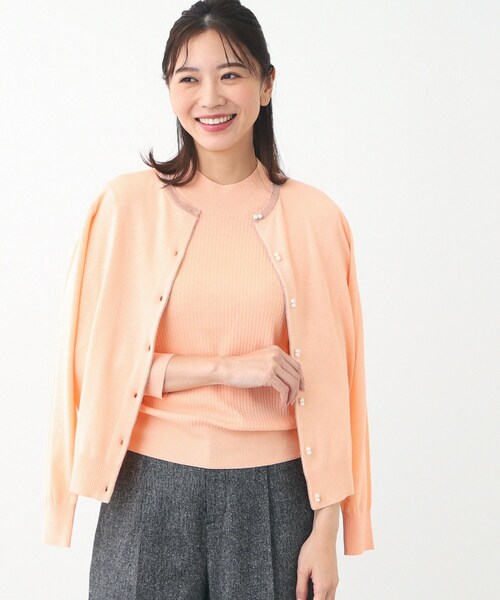 Reflect(リフレクト)の「【夏SALE/手洗い可】カーディガン+ニットツインセット(アンサンブル・レディース・ピンク/ライトグリーン/ライトグレー/サックスブルー/ネイビー/オレンジ系・09/11/15 )」の6枚目の写真