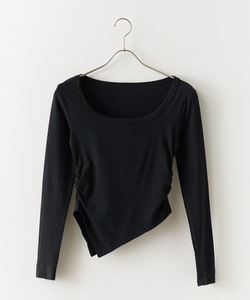 Chick（チック）の「Round Neck Side Gathered Cut and Sewn / ラウンドネック サイドギャザーカットソー（Tシャツ/カットソー・レディース・ホワイト/ブラック/ベージュ・FREE）」の14枚目の写真