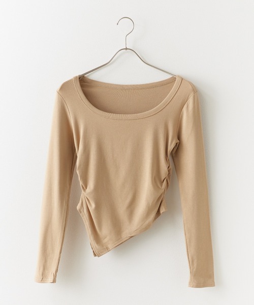 Chick（チック）の「Round Neck Side Gathered Cut and Sewn / ラウンドネック サイドギャザーカットソー（Tシャツ/カットソー・レディース・ホワイト/ブラック/ベージュ・FREE）」の15枚目の写真