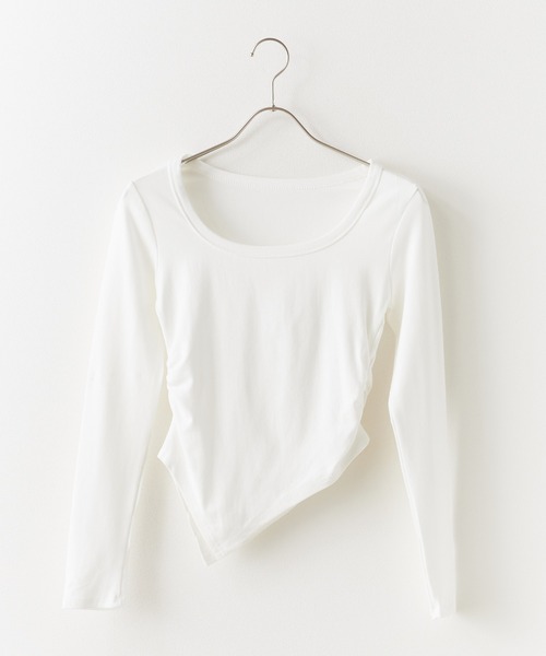 Chick（チック）の「Round Neck Side Gathered Cut and Sewn / ラウンドネック サイドギャザーカットソー（Tシャツ/カットソー・レディース・ホワイト/ブラック/ベージュ・FREE）」の13枚目の写真