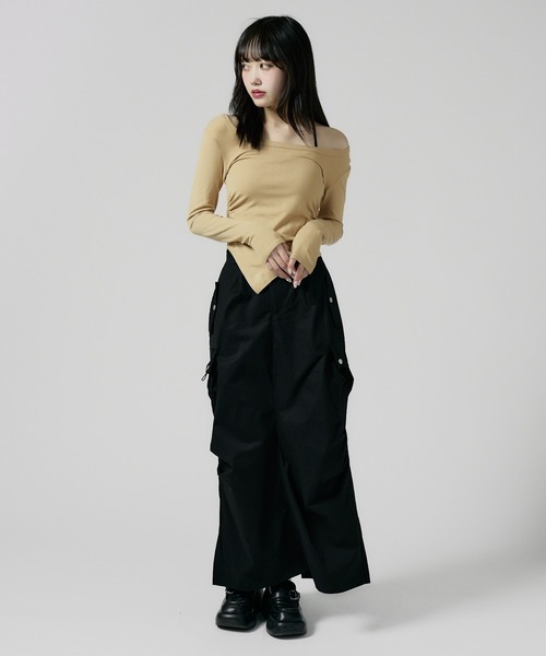 Chick（チック）の「Round Neck Side Gathered Cut and Sewn / ラウンドネック サイドギャザーカットソー（Tシャツ/カットソー・レディース・ホワイト/ブラック/ベージュ・FREE）」の18枚目の写真
