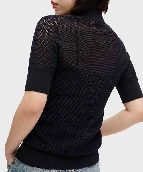 セール】Open-Knit Polo Shirt／オープンニットポロシャツ