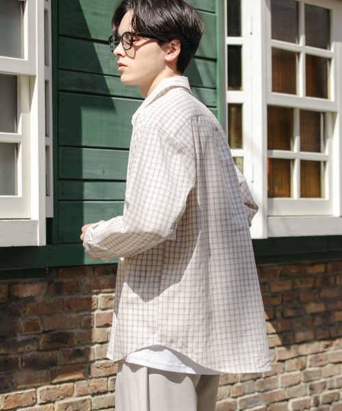 SENSE OF PLACE by URBAN RESEARCH（センスオブプレイスバイアーバンリサーチ）の「『ユニセックス』グラフチェックルーズシャツ（シャツ/ブラウス・メンズ・ベージュ/ホワイト/アイボリー・MEDIUM/LARGE）」の17枚目の写真