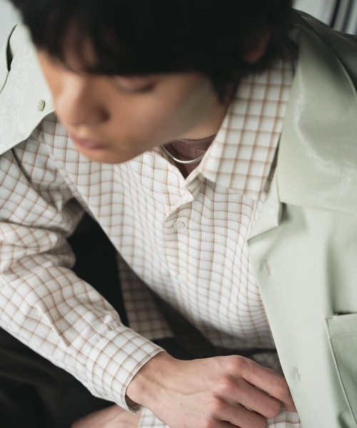 SENSE OF PLACE by URBAN RESEARCH（センスオブプレイスバイアーバンリサーチ）の「『ユニセックス』グラフチェックルーズシャツ（シャツ/ブラウス・メンズ・ベージュ/ホワイト/アイボリー・MEDIUM/LARGE）」の20枚目の写真