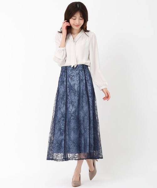 MISCH MASCH（ミッシュマッシュ）の「2025春夏新作 パールバー付きタイブラウス（シャツ/ブラウス・レディース・ブルー/ホワイト/ベージュ/ネイビー・ﾌﾘ-）」の18枚目の写真