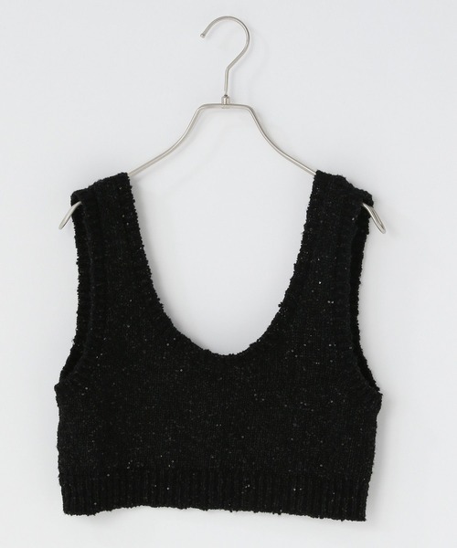 LOWRYS FARM（ローリーズファーム）の「スパンコールビスチェ 284585（ニット/セーター・レディース・ブラック/ベージュ/グレー・FREE）」の2枚目の写真