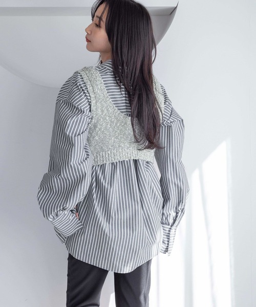 LOWRYS FARM（ローリーズファーム）の「スパンコールビスチェ 284585（ニット/セーター・レディース・ブラック/ベージュ/グレー・FREE）」の5枚目の写真