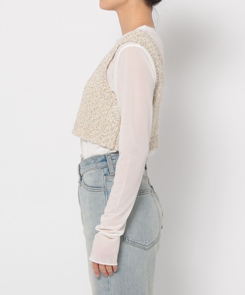 LOWRYS FARM（ローリーズファーム）の「スパンコールビスチェ 284585（ニット/セーター・レディース・ブラック/ベージュ/グレー・FREE）」の9枚目の写真