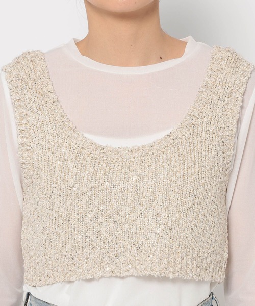 LOWRYS FARM（ローリーズファーム）の「スパンコールビスチェ 284585（ニット/セーター・レディース・ブラック/ベージュ/グレー・FREE）」の11枚目の写真