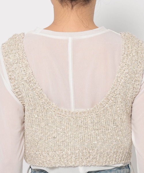 LOWRYS FARM（ローリーズファーム）の「スパンコールビスチェ 284585（ニット/セーター・レディース・ブラック/ベージュ/グレー・FREE）」の14枚目の写真