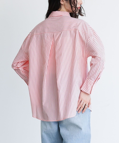 somari imagination（ソマリ イマジネーション）の「『ギャザーモチーフストライプシャツ』（シャツ/ブラウス・レディース・ブルー/ピンク・2/1）」の6枚目の写真