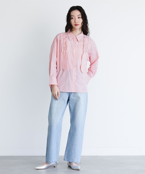 somari imagination（ソマリ イマジネーション）の「『ギャザーモチーフストライプシャツ』（シャツ/ブラウス・レディース・ブルー/ピンク・2/1）」の8枚目の写真
