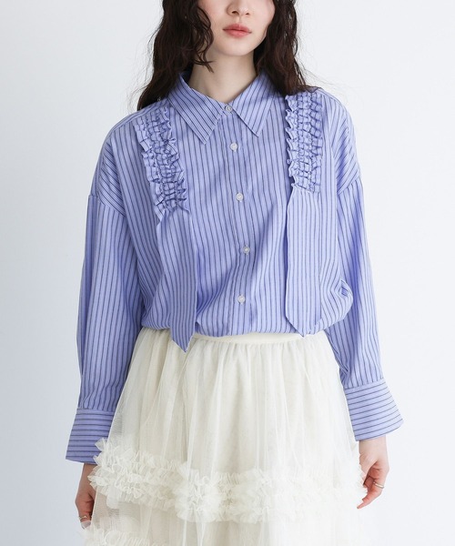 somari imagination（ソマリ イマジネーション）の「『ギャザーモチーフストライプシャツ』（シャツ/ブラウス・レディース・ブルー/ピンク・2/1）」の13枚目の写真