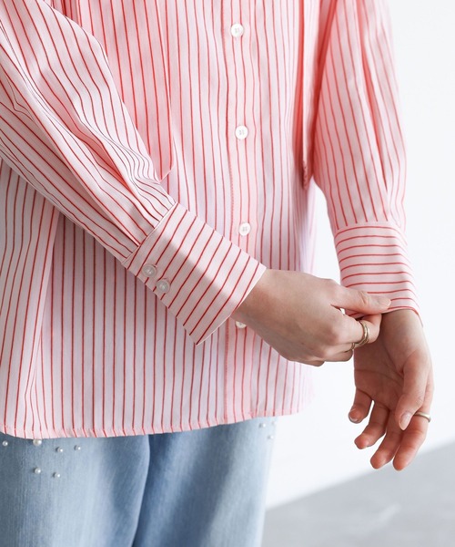 somari imagination（ソマリ イマジネーション）の「『ギャザーモチーフストライプシャツ』（シャツ/ブラウス・レディース・ブルー/ピンク・2/1）」の12枚目の写真