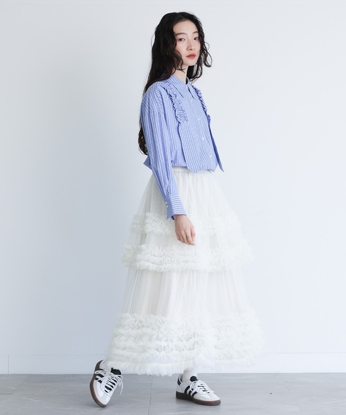 somari imagination（ソマリ イマジネーション）の「『ギャザーモチーフストライプシャツ』（シャツ/ブラウス・レディース・ブルー/ピンク・2/1）」の22枚目の写真