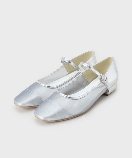 OPAQUE.CLIP（オペークドットクリップ）の「【抗菌防臭加工／長さ調整可能】チュールコンビシアーメリージェーン（パンプス・レディース・ブラック/シルバー・03/02）」の5枚目の写真