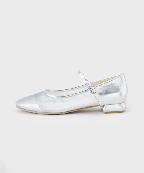 OPAQUE.CLIP（オペークドットクリップ）の「【抗菌防臭加工／長さ調整可能】チュールコンビシアーメリージェーン（パンプス・レディース・ブラック/シルバー・03/02）」の6枚目の写真