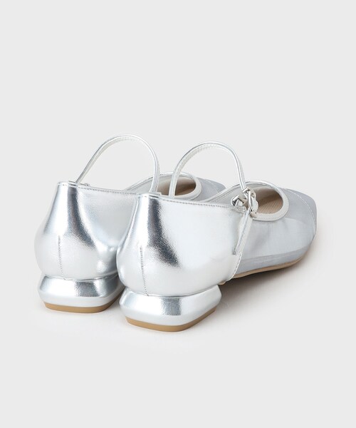 OPAQUE.CLIP（オペークドットクリップ）の「【抗菌防臭加工／長さ調整可能】チュールコンビシアーメリージェーン（パンプス・レディース・ブラック/シルバー・03/02）」の7枚目の写真