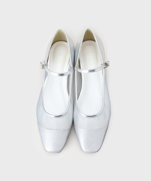 OPAQUE.CLIP（オペークドットクリップ）の「【抗菌防臭加工／長さ調整可能】チュールコンビシアーメリージェーン（パンプス・レディース・ブラック/シルバー・03/02）」の8枚目の写真