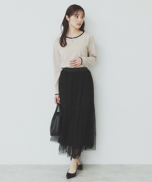 Kさん 専用出品 セール】バイカラーキーネックニット【洗濯機洗い可】（ニット