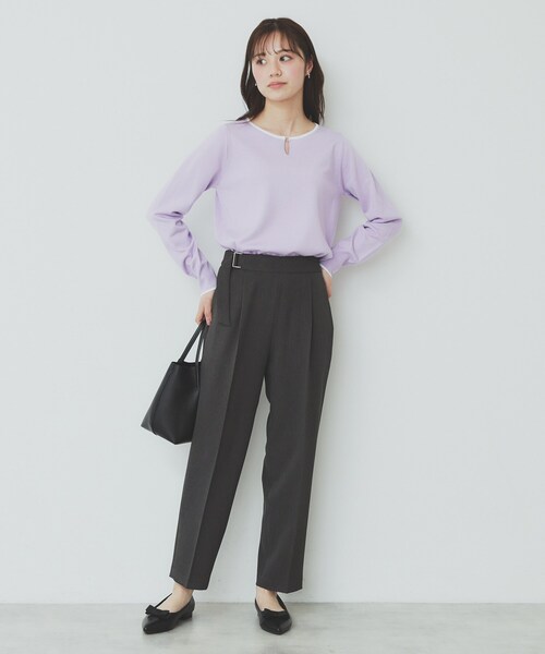 index（インデックス）の「バイカラーキーネックニット【洗濯機洗い可】（ニット/セーター・レディース・ベージュ系その他7/ホワイト系7/ネイビー系4/パープル系1・40/38/42/36）」の22枚目の写真