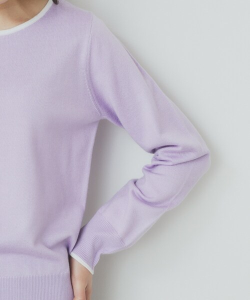 index（インデックス）の「バイカラーキーネックニット【洗濯機洗い可】（ニット/セーター・レディース・ベージュ系その他7/ホワイト系7/ネイビー系4/パープル系1・40/38/42/36）」の6枚目の写真