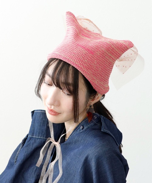 Barairo no Boushi(バライロノボウシ)の「【ばら色の帽子】キャットニット帽(ニットキャップ/ビーニー・レディース・パープル/ブラック/ピンク・FREE)」の21枚目の写真
