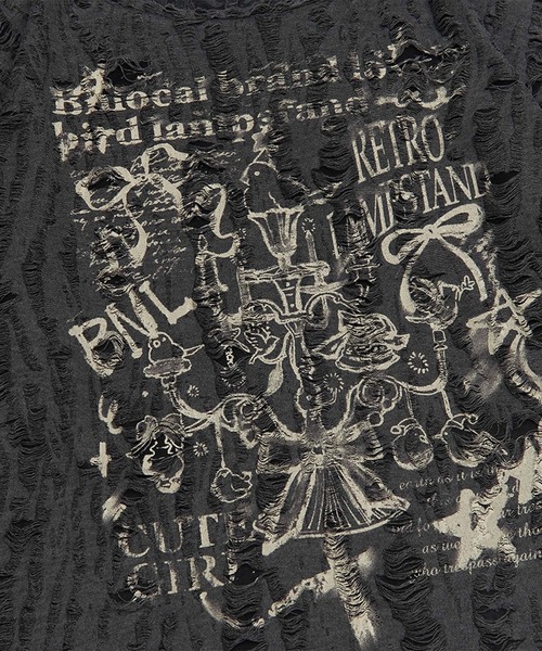 HOOK（フック）の「【HOOK】for　girls　リボンプリントオープンショルダートップス（Tシャツ/カットソー・レディース・ベージュ/ダークグレー・MEDIUM/SMALL）」の8枚目の写真
