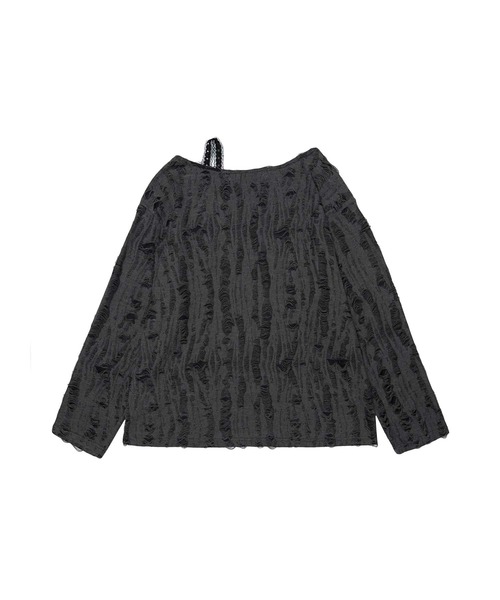 HOOK（フック）の「【HOOK】for　girls　リボンプリントオープンショルダートップス（Tシャツ/カットソー・レディース・ベージュ/ダークグレー・MEDIUM/SMALL）」の4枚目の写真