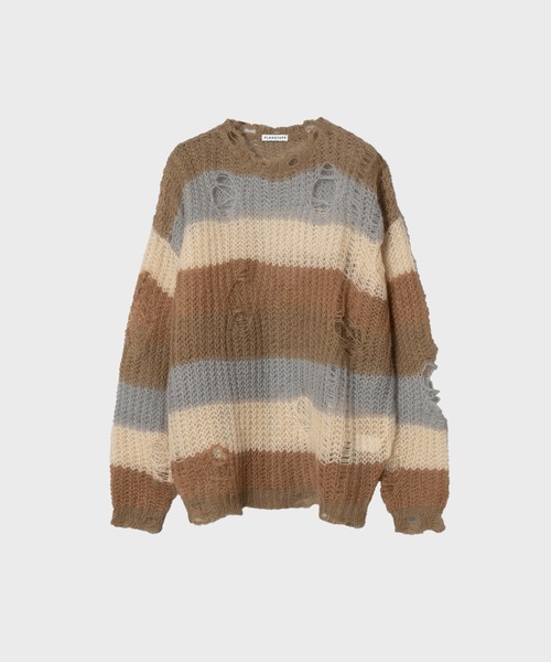 F-LAGSTUF-F（フラグスタフ）の「23AW-FS-24 BORDER MOHAIR BORO SWEATER（ニット/セーター・メンズ・ベージュ/レッド/ブルー・MEDIUM/LARGE/X-LARGE）」の2枚目の写真