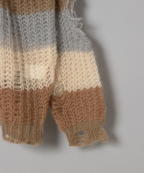 23AW-FS-24 BORDER MOHAIR BORO SWEATER（ニット/セーター）｜F